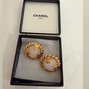 CHANEL Gold and Cream Earrings